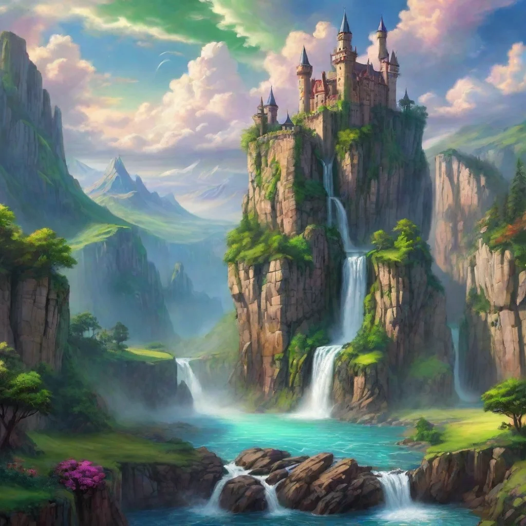 ai amazing castle cliffs waterfallssheer cartoon realistic hd wow lovely colorful clouds planet greenawesome portrait 2
