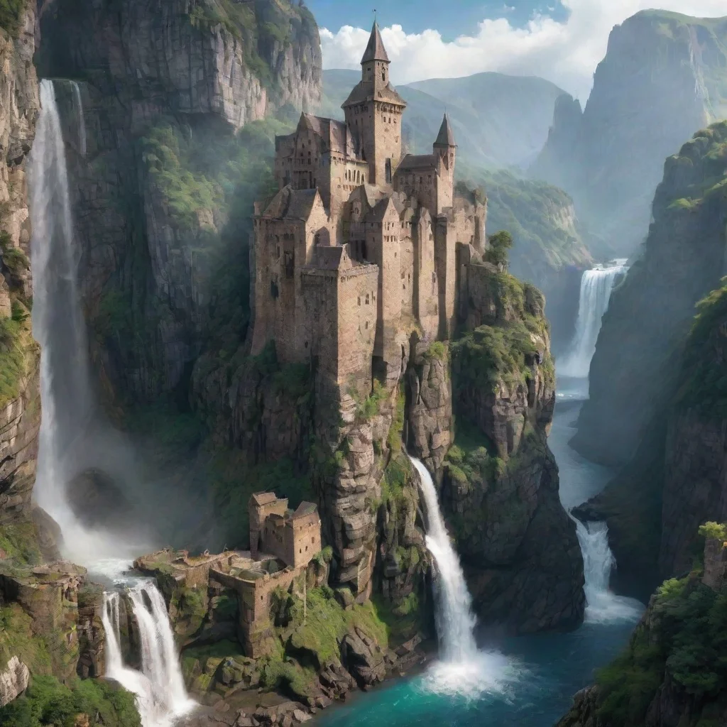 ai amazing castle huge cliffs waterfalls relaxing environment hd aesthetic awesome portrait 2 wide