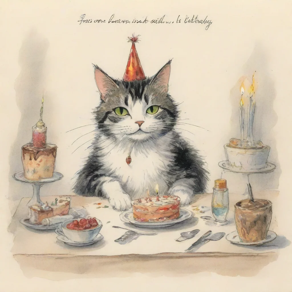  amazing cat birthday card ronald searle awesome portrait 2