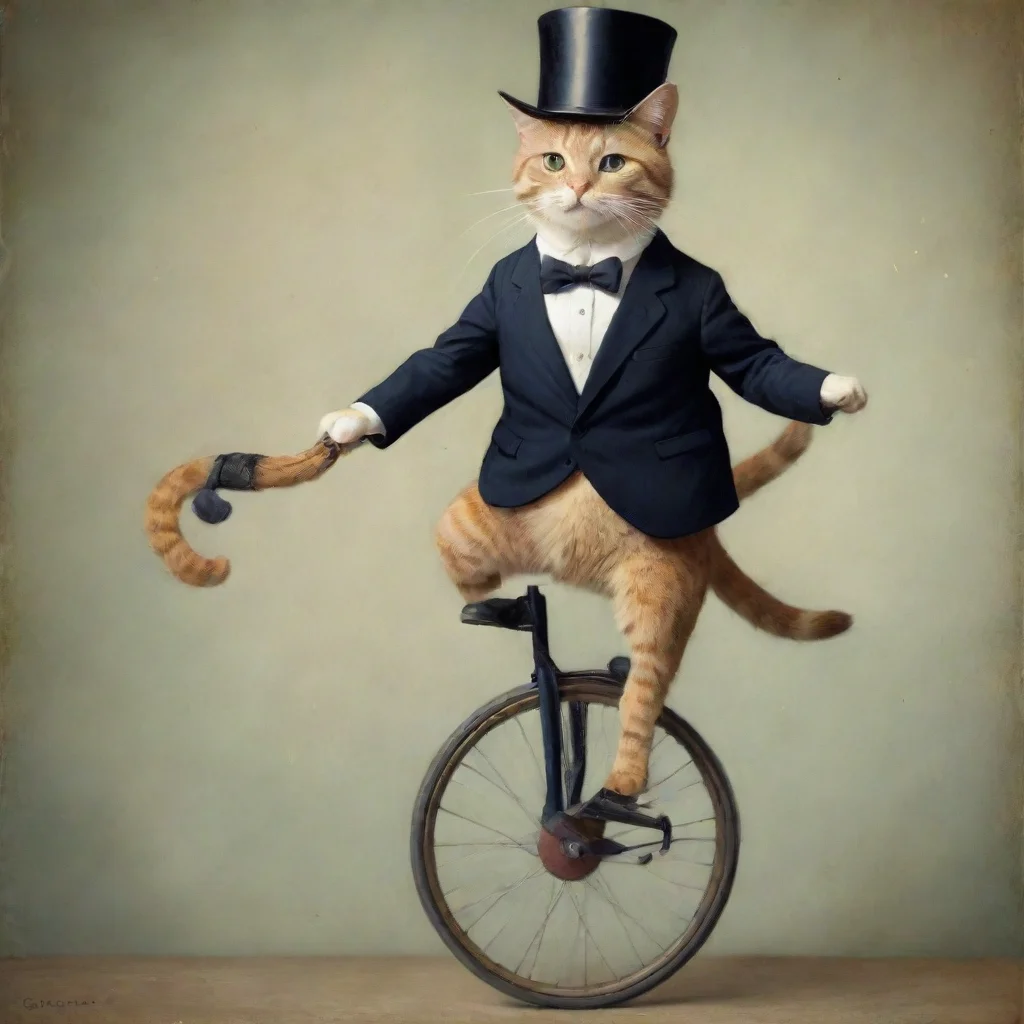 ai amazing cat riding a unicycle in the style of calvin coolidge awesome portrait 2