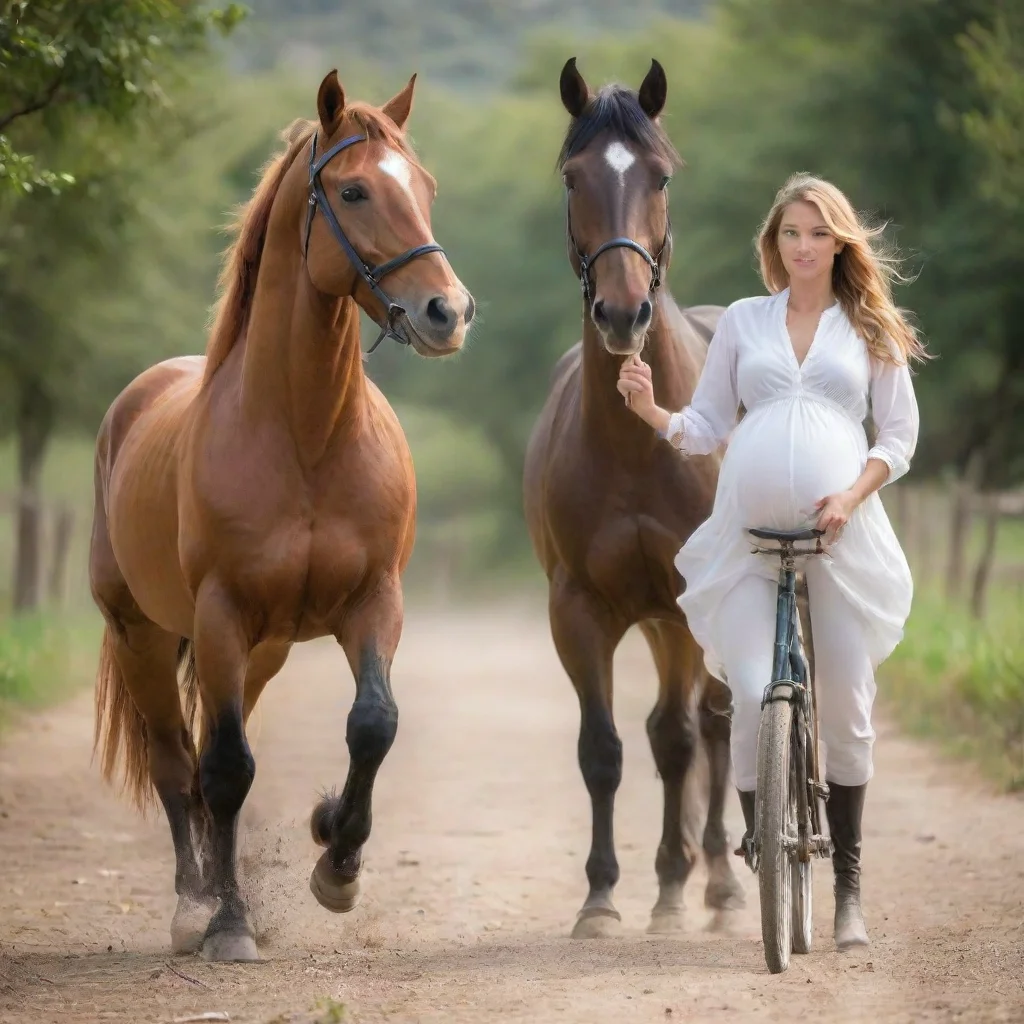 ai amazing chamaleon riding a bike towards a pregnant horse awesome portrait 2