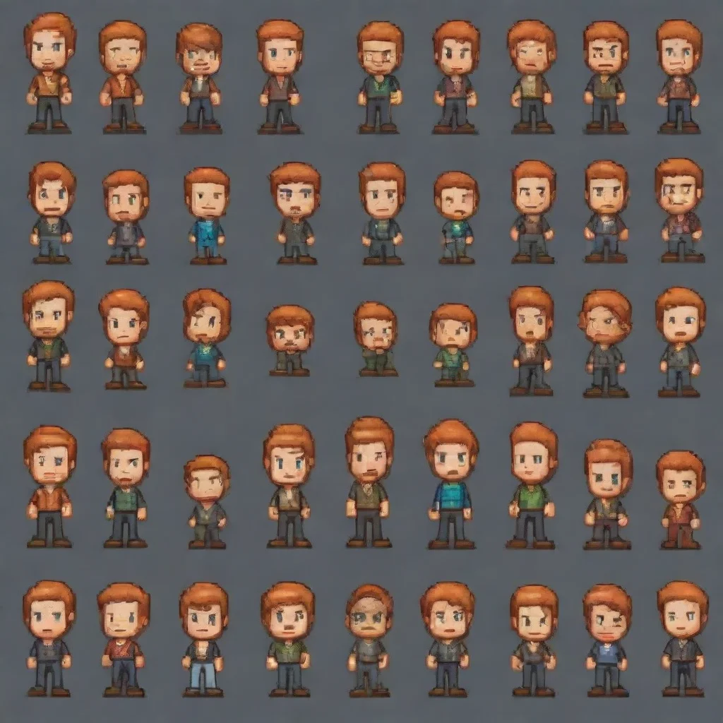 ai amazing character sprite sheet 8x8 columnsin the style of 8 bits awesome portrait 2