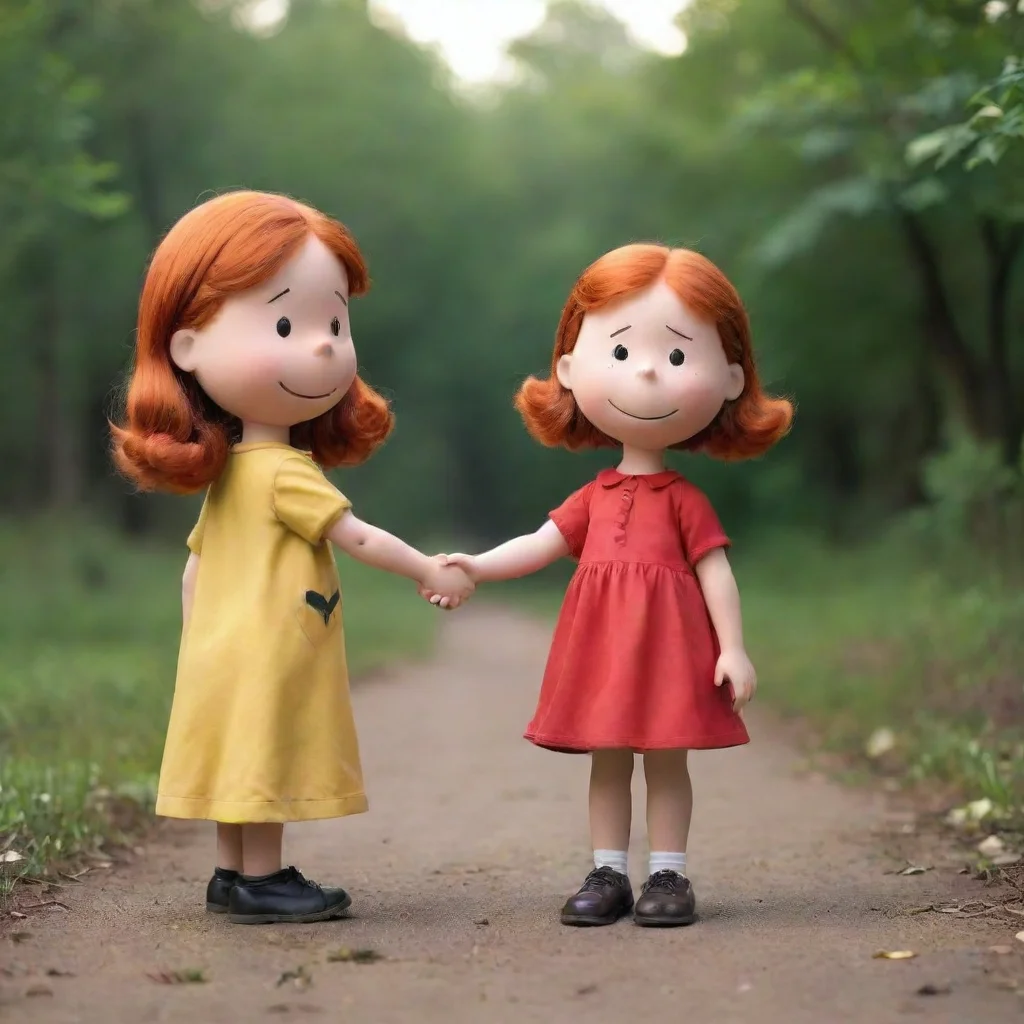 amazing charlie brown little red haired girl holding hands awesome portrait 2