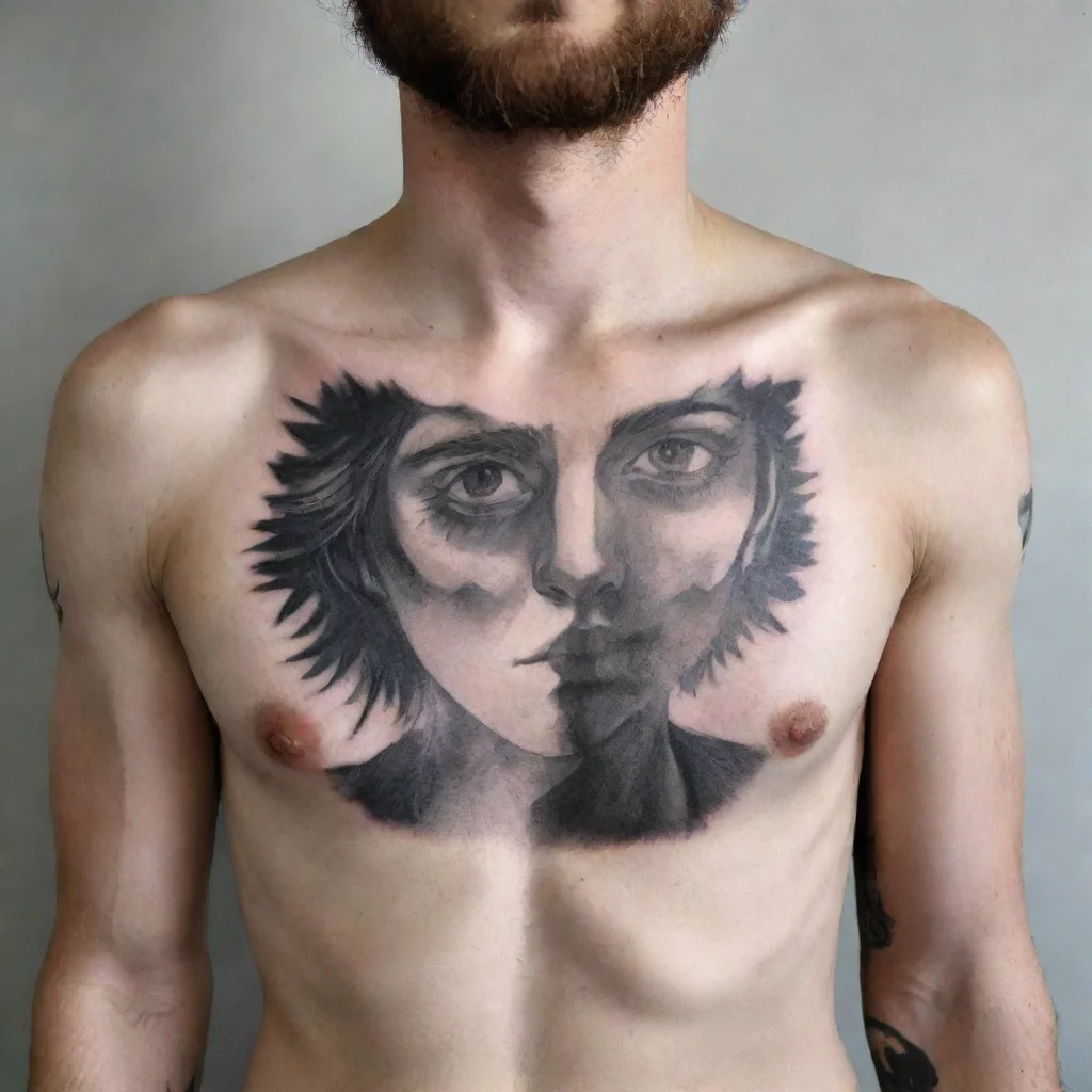  amazing chest fine line black and white tattoo awesome portrait 2