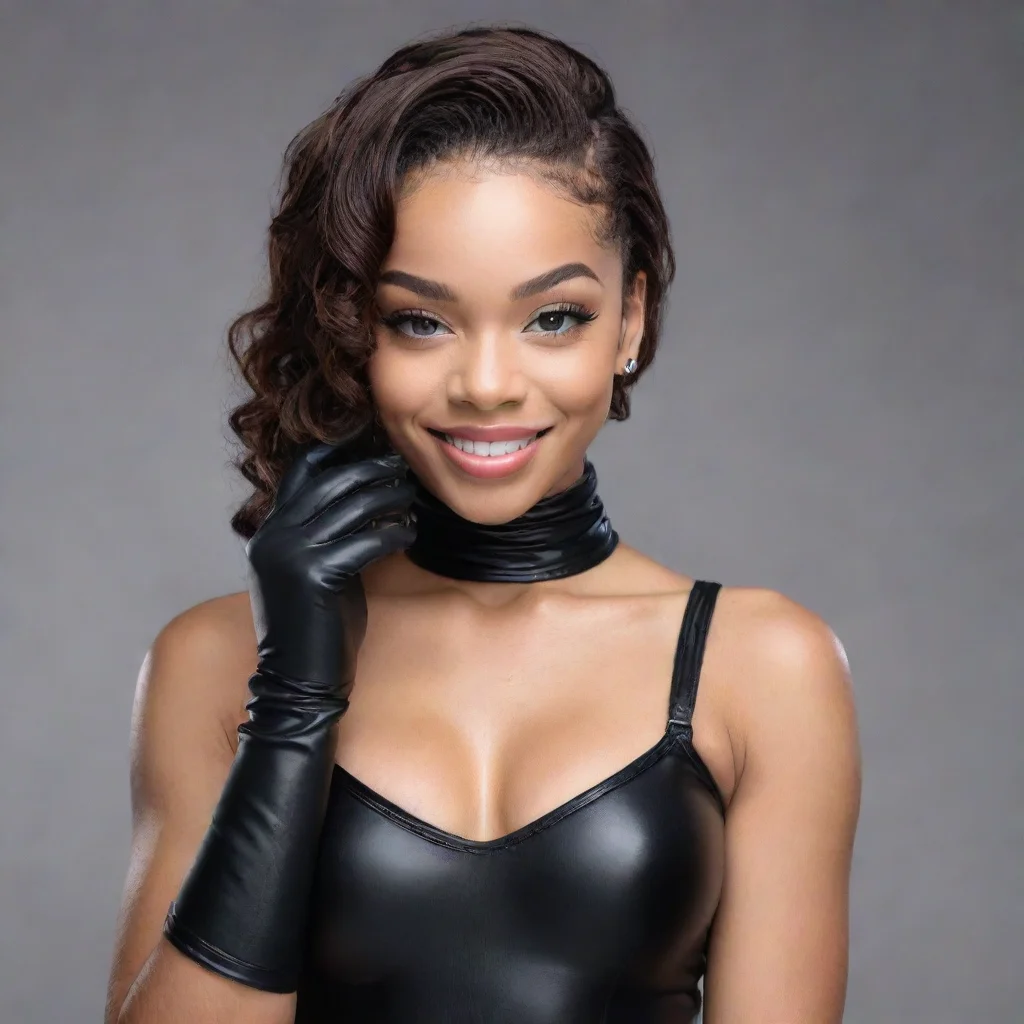  amazing coi leray smiling with black gloves awesome portrait 2
