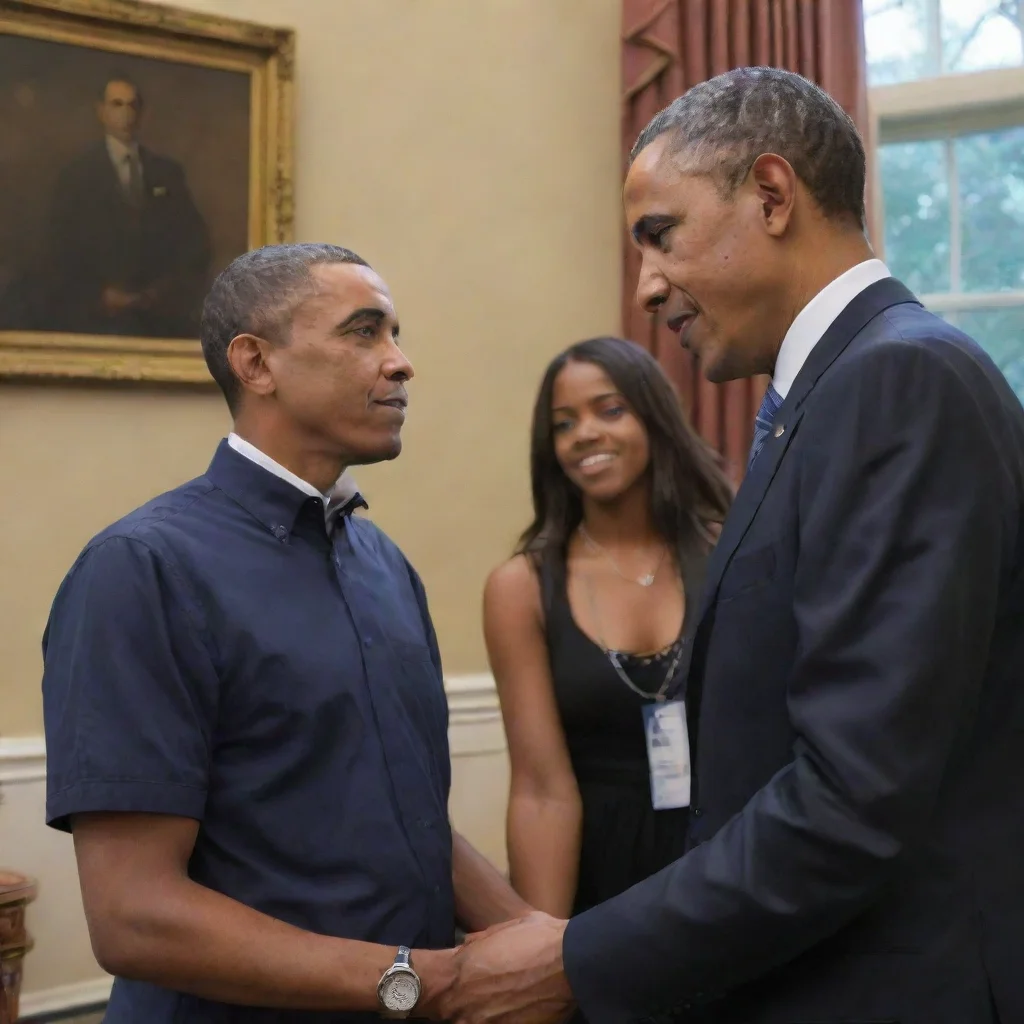 ai amazing college student talking with barack obama awesome portrait 2