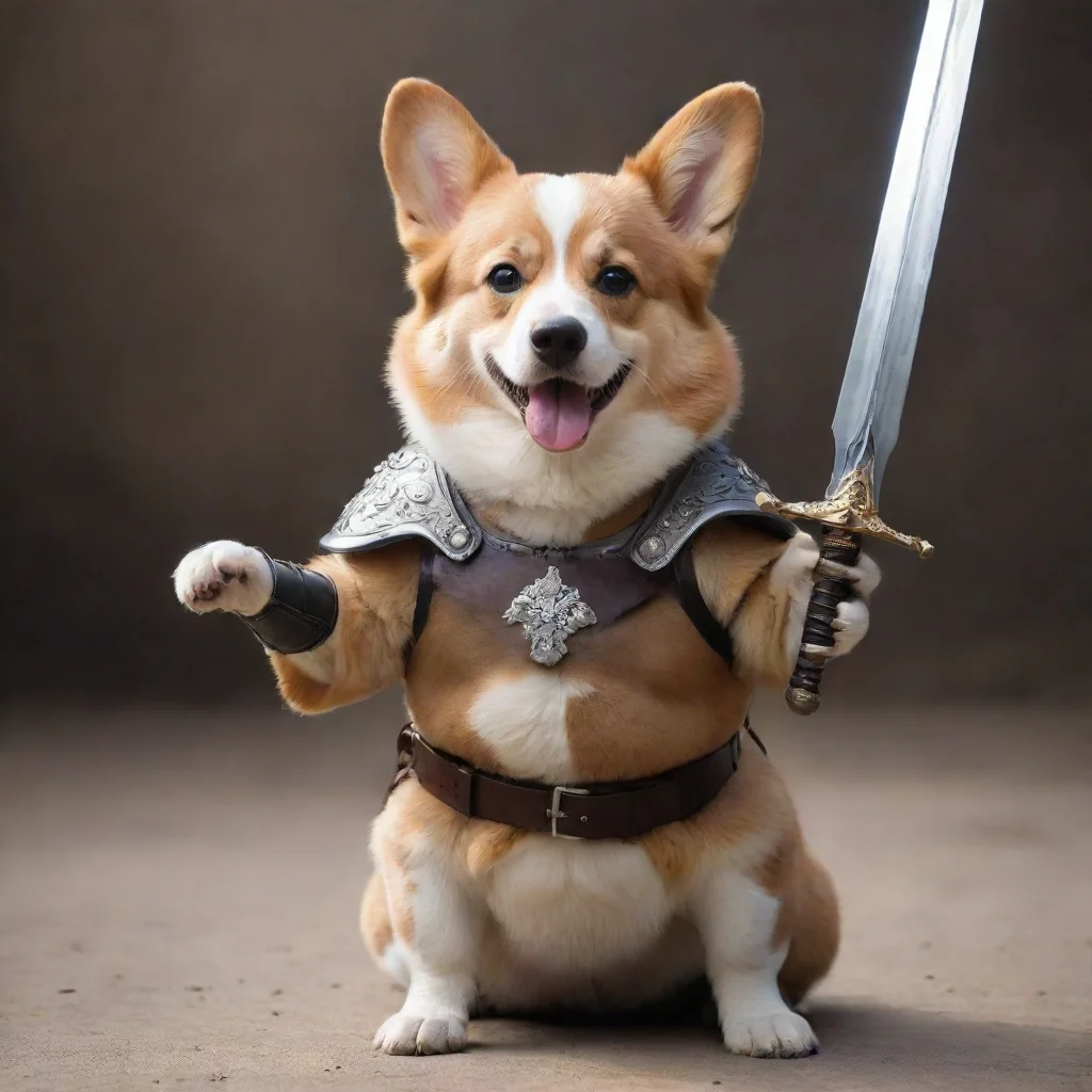 ai amazing corgi holding swords for battle awesome portrait 2