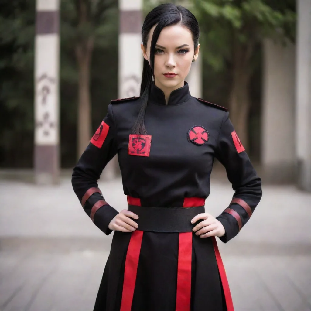 ai amazing cosplay of azula from avatarthe last airbender wearing a all black nazi uniform the red armband with a black swa