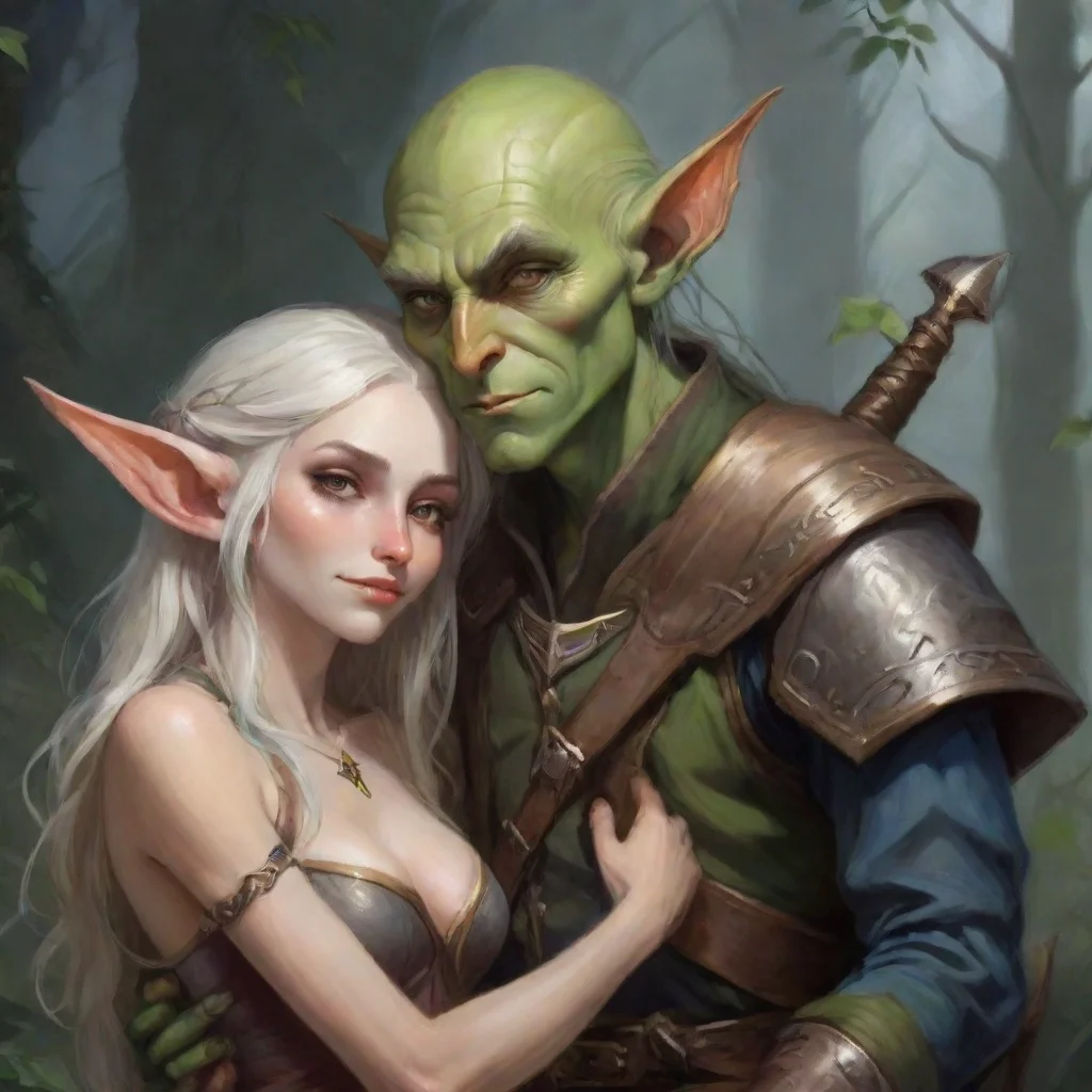 ai amazing cuddling skinny high elf bard and goblins awesome portrait 2