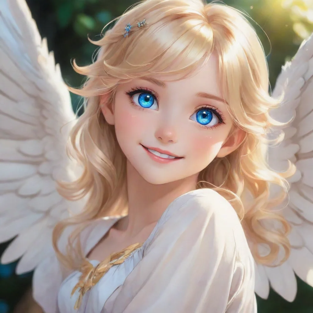 amazing cute anime blonde angel with blue eyes smilingawesome portrait 2