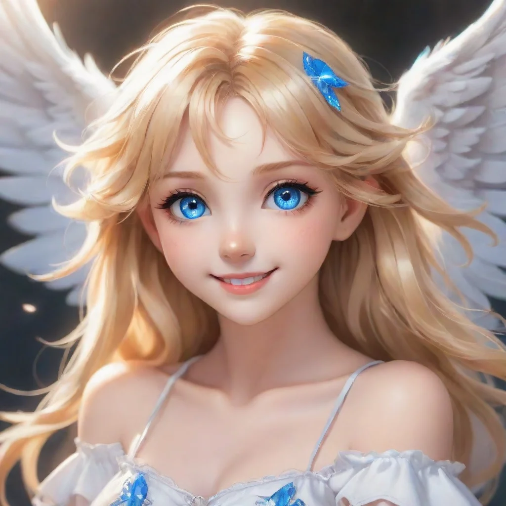  amazing cute blonde anime angel with blue eyes smiling awesome portrait 2