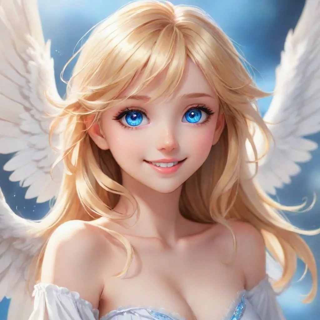  amazing cute blonde anime angel with blue eyes smilingawesome portrait 2