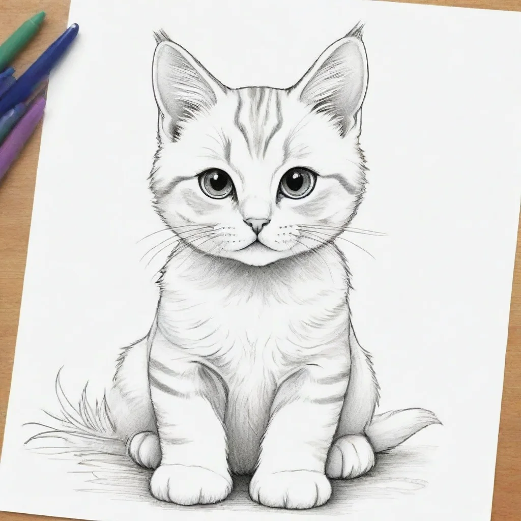 ai amazing cute cat coloring page awesome portrait 2