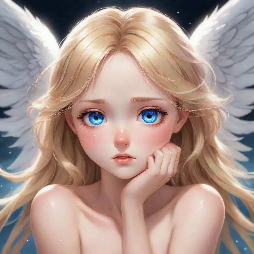  amazing cute crying blonde anime angel with blue eyes awesome portrait 2