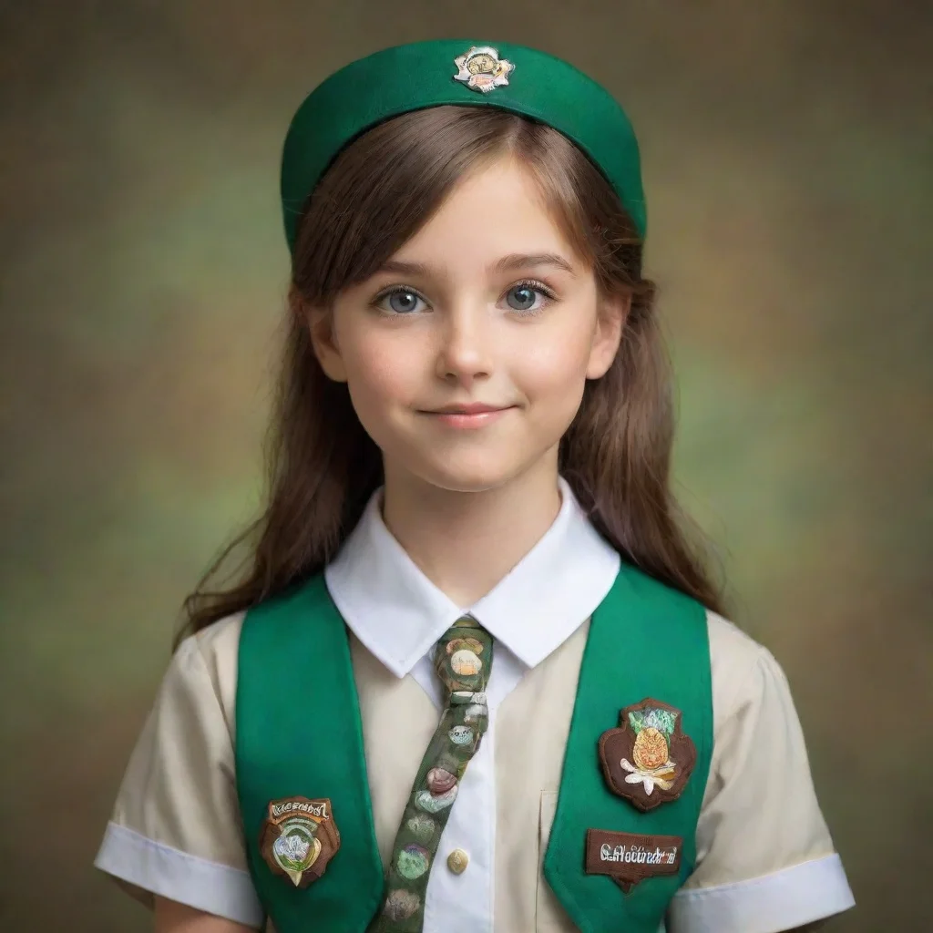 ai amazing cute girl wearing a girlscout uniform awesome portrait 2