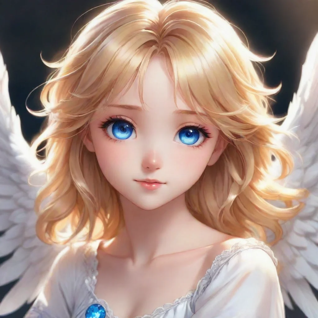ai amazing cute happy blonde anime anime angel with blue eyes awesome portrait 2