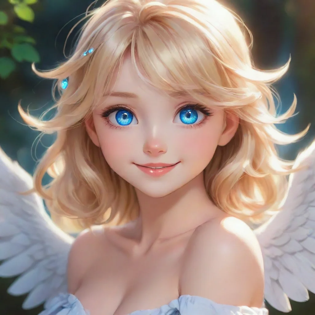  amazing cute smiling blonde anime angel with blue eyes awesome portrait 2