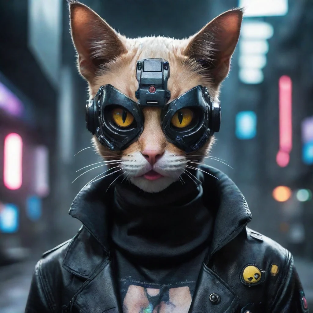  amazing cyberpunk cat with duck mouth mask awesome portrait 2