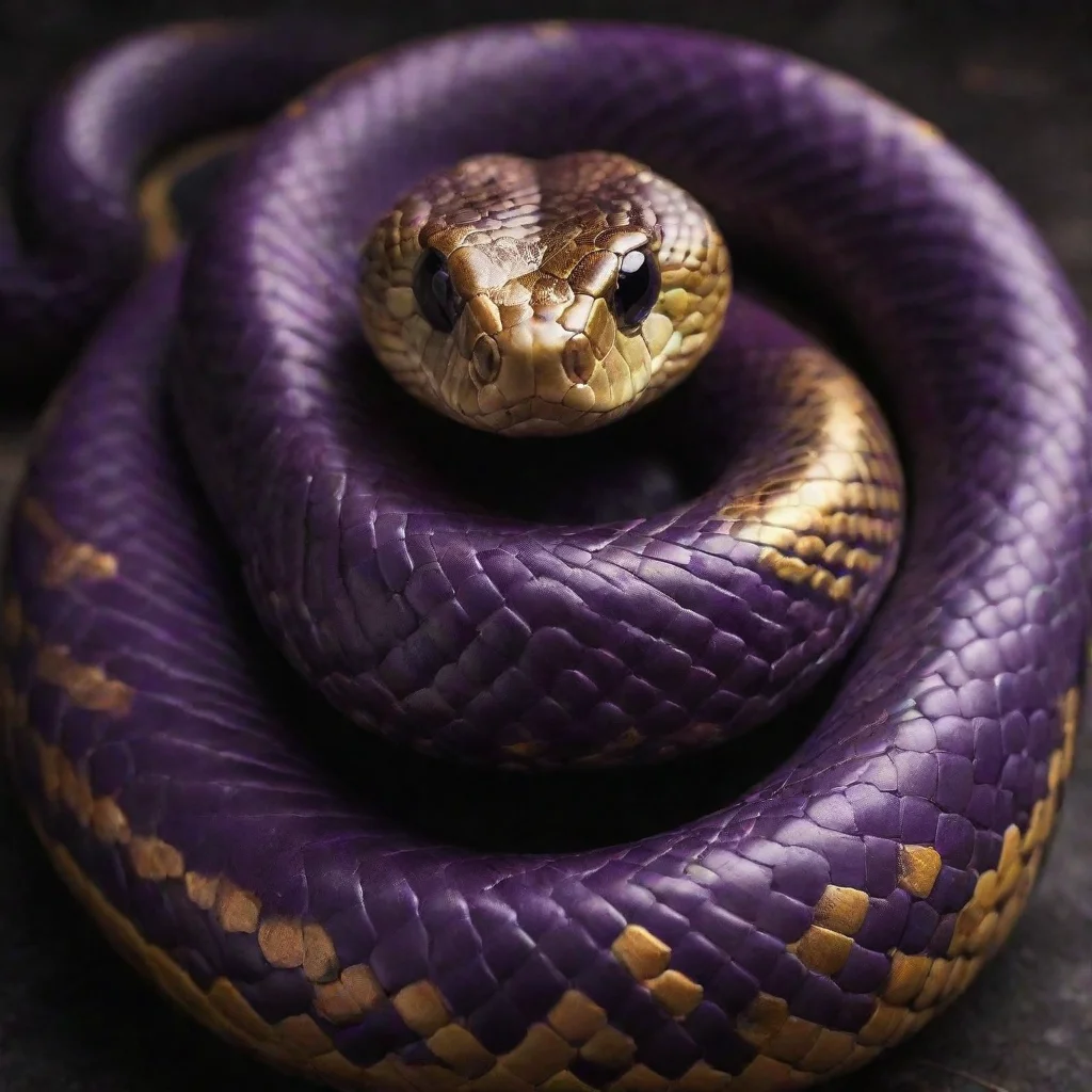 ai amazing dark purple and gold snake awesome portrait 2
