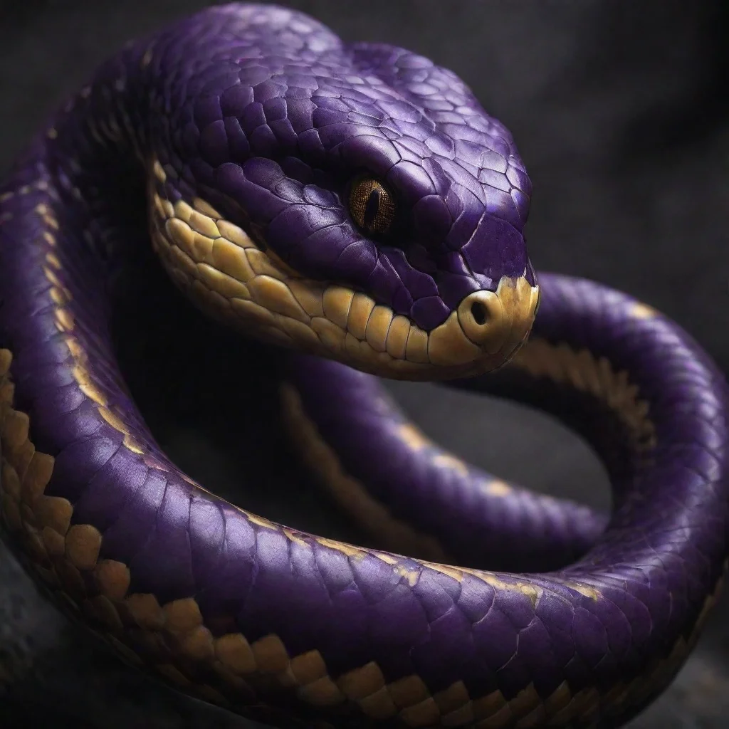 ai amazing dark purple and gold snake scary awesome portrait 2