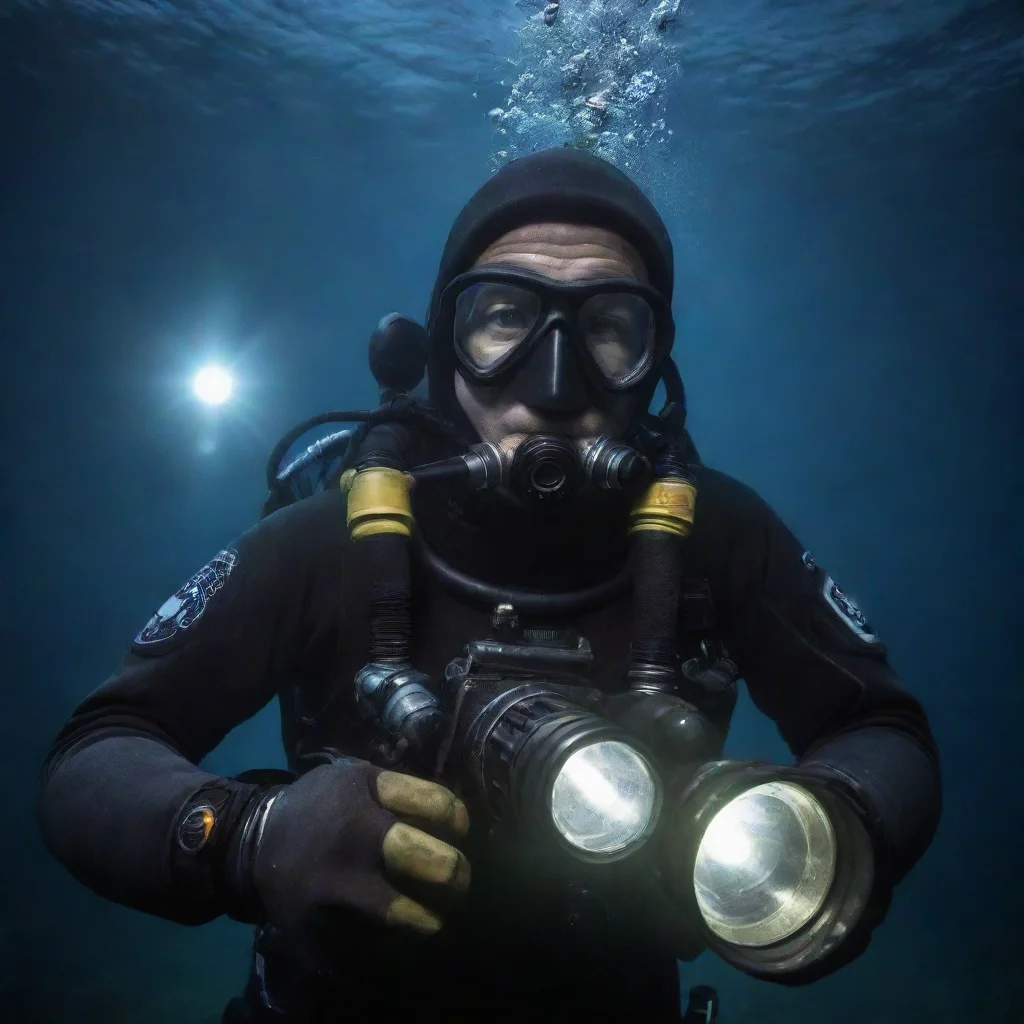  amazing deep ocean diver with a flashlight awesome portrait 2