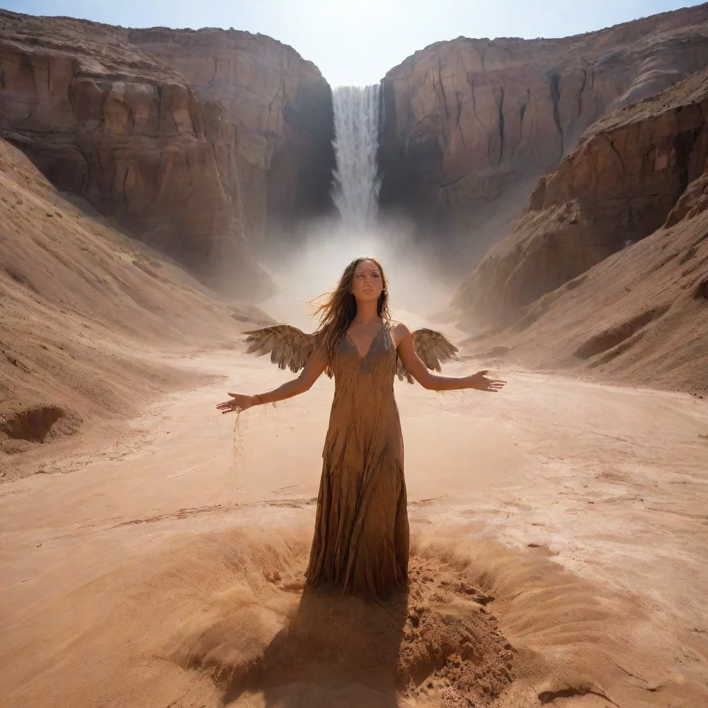ai amazing desert with angel who water fall down in dirt awesome portrait 2
