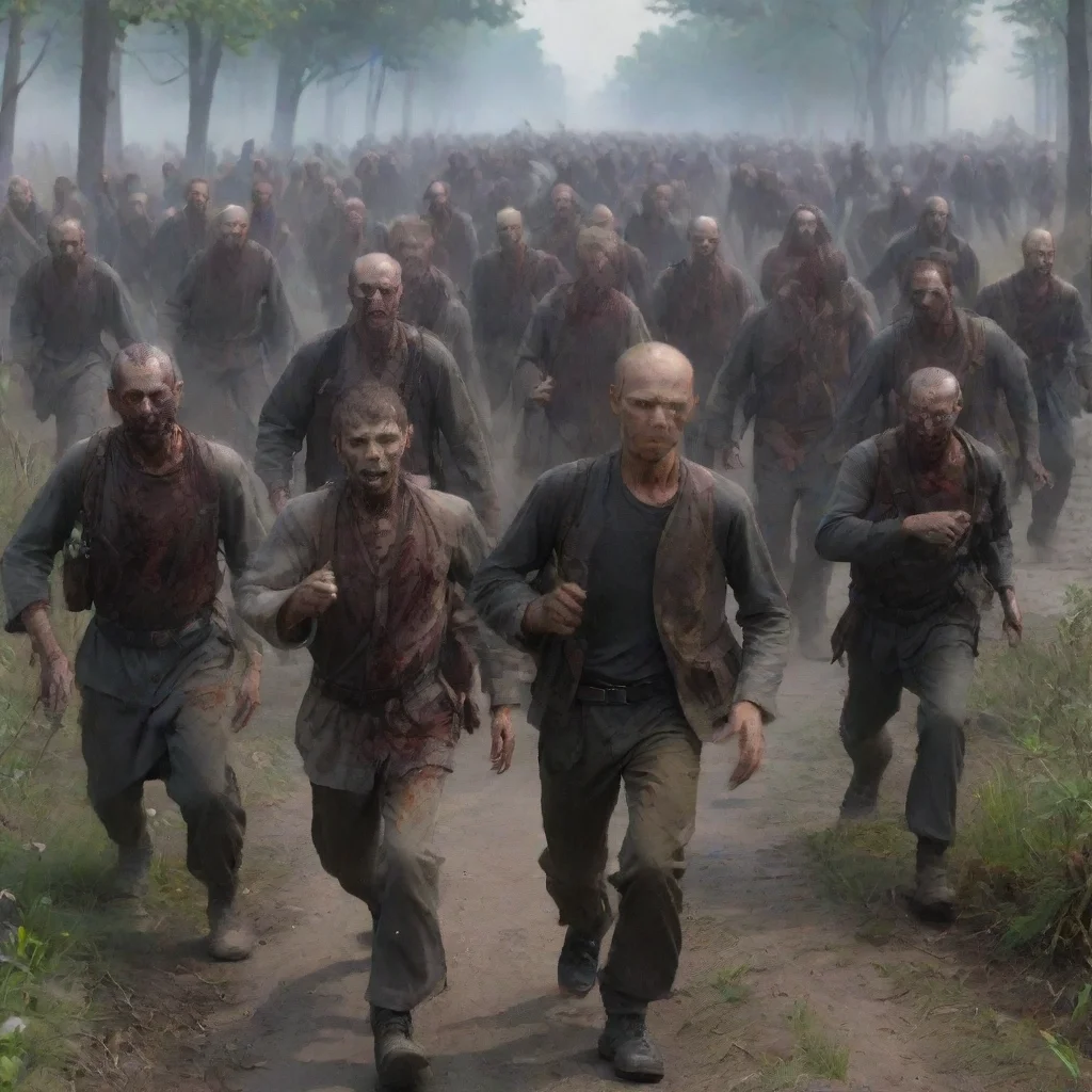 ai amazing detailed 54Kirill and his group of five make their way towards the approaching horde of zombies As they near the