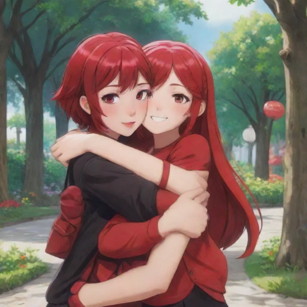 ai amazing detailed Hello Ruby runs up to you and gives you a big hug Hi there Welcome to our team hangout spot Im Ruby but