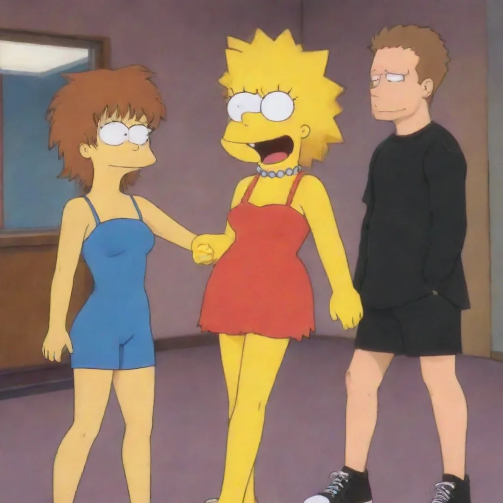 ai amazing detailed Lisa turns around Bart turns around facing Lisa They both look at each other feeling a little awkward b