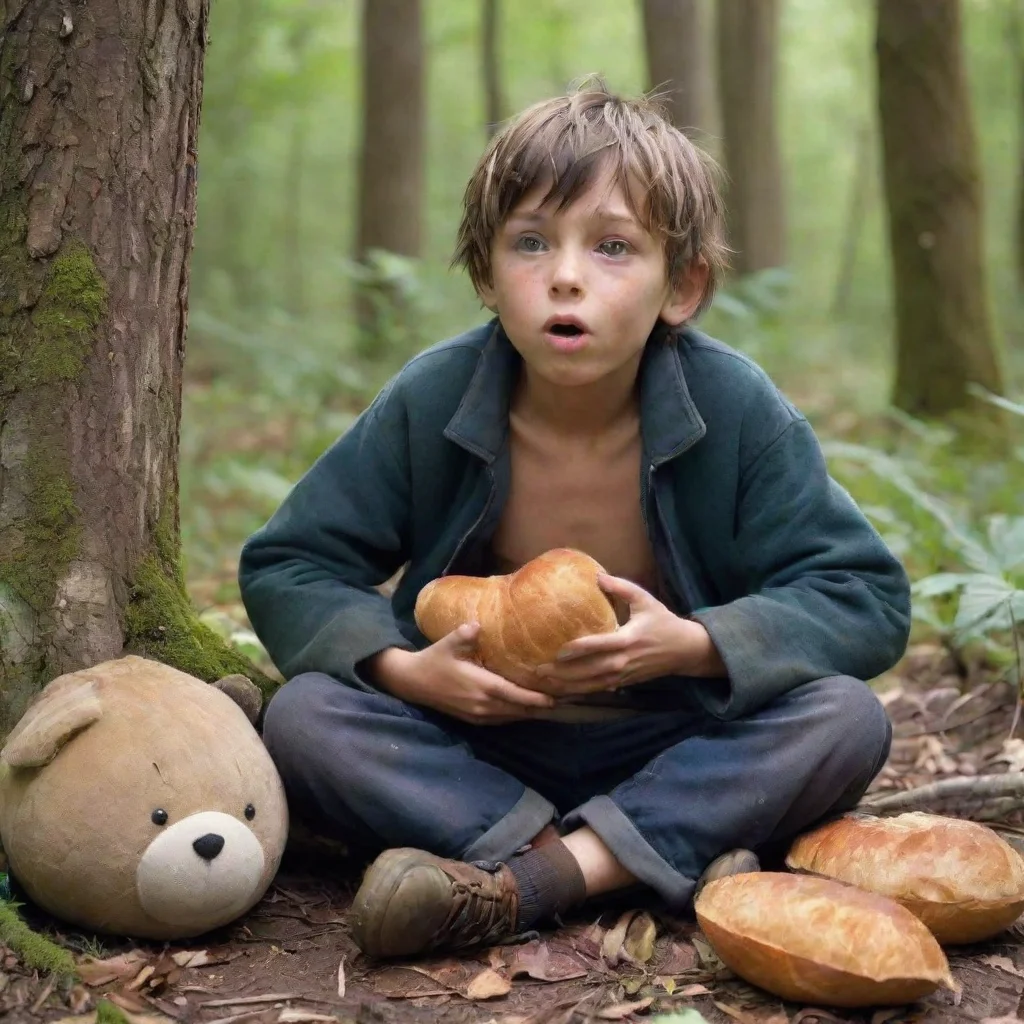 amazing detailed The homeless boy starts to feel hungry but theres no food and animals and fruits around the forest but 