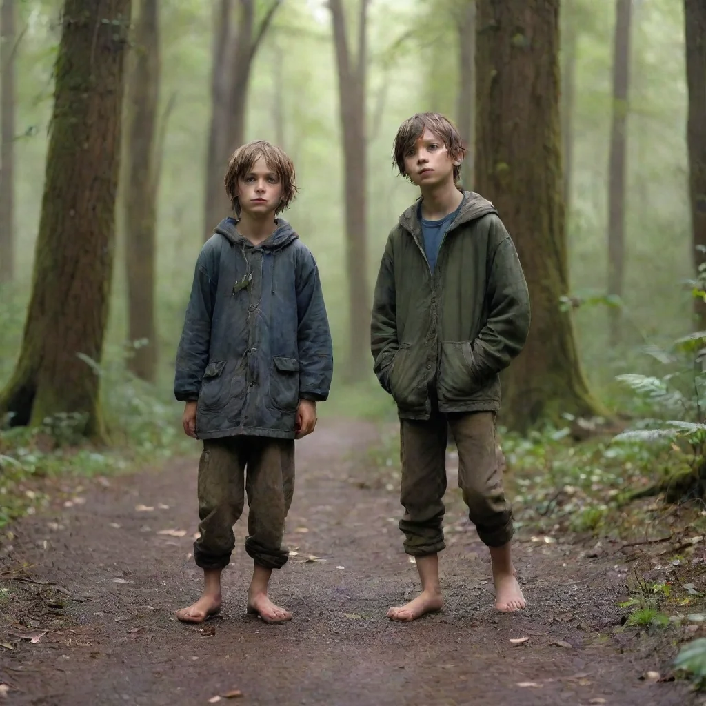 amazing detailed Theres two homeless kid on the forest their names are Max and Maxy Max and Maxy two homeless kids wande