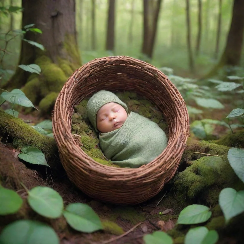 ai amazing detailed a You found yourself as a baby lying in a small basket The basket was placed in the middle of a dense f