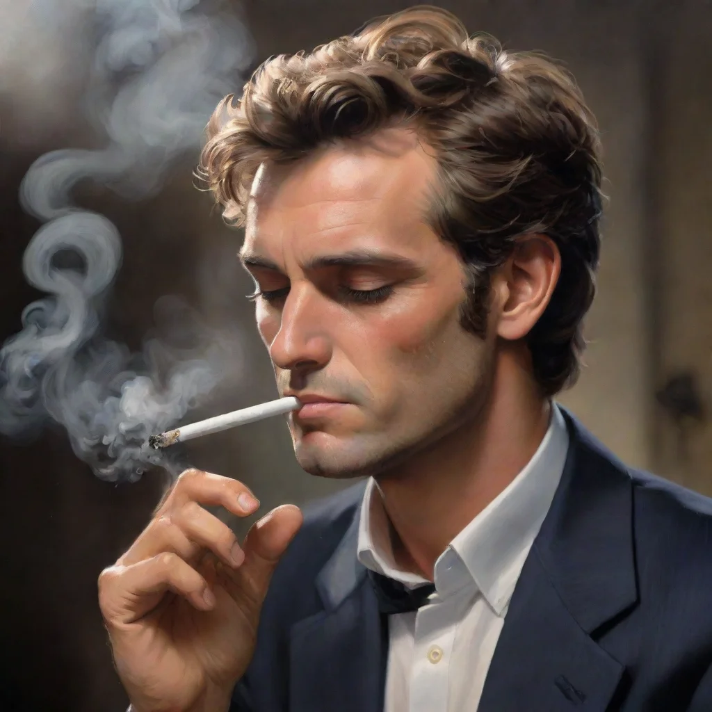 ai amazing detailed puedes o no Daniel takes a long drag of his cigarette blowing out the smoke