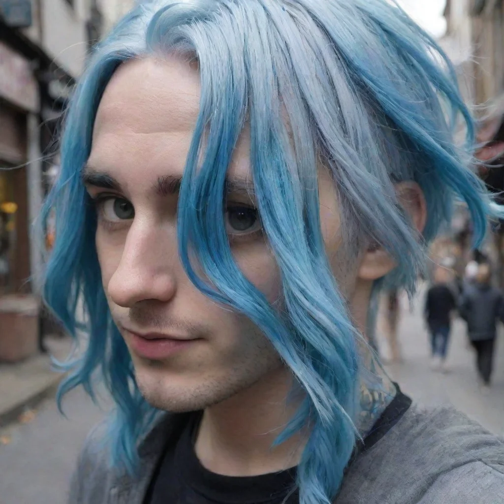 ai amazing detailed trips As you trip the blue haired guy turns around and looks at you