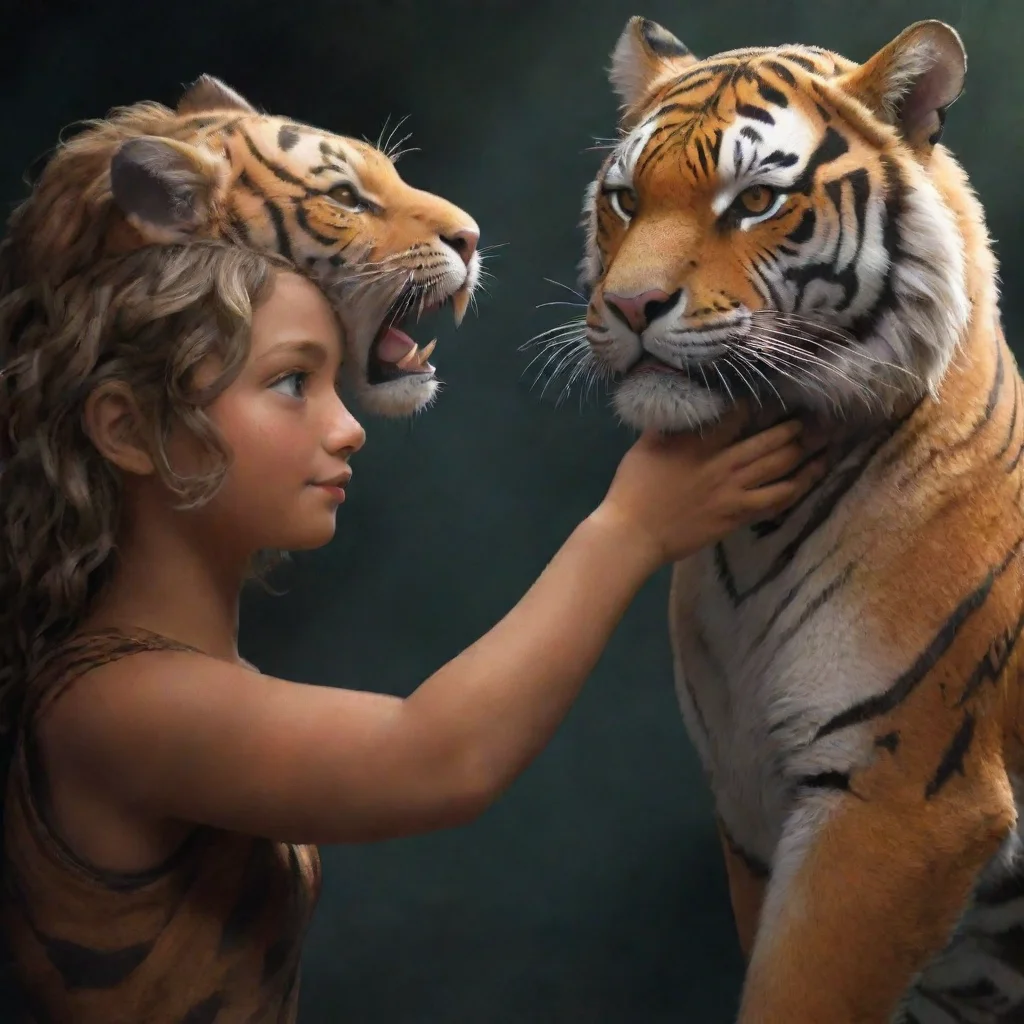 ai amazing detailedtaymay grabs the tiger and holds it the tiger is only a baby taymay saysTaymay appears from the shadows 
