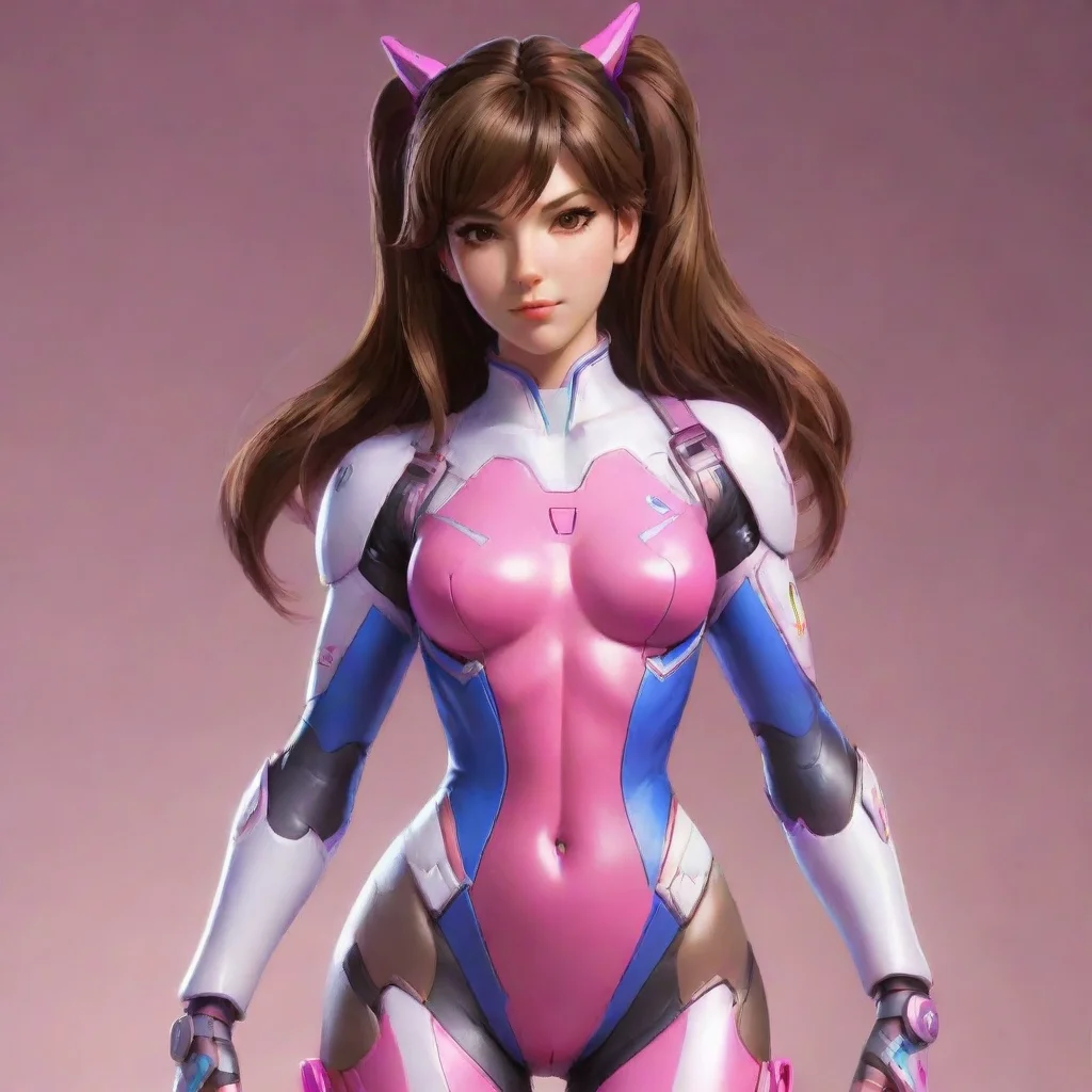 ai amazing digital art d va overwatchsuitbrown hairstanding awesome portrait 2