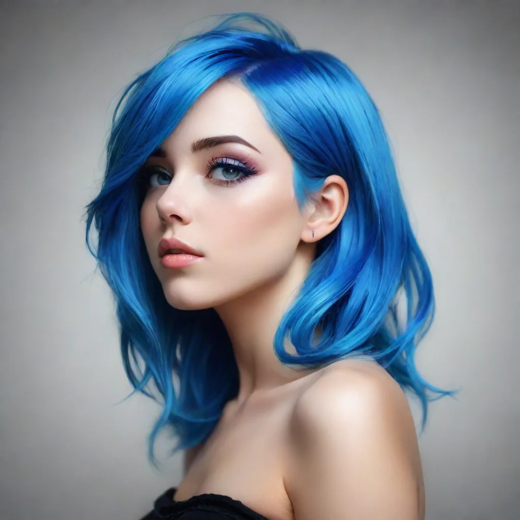  amazing digital art profile pic of a girl with blue hair awesome portrait 2