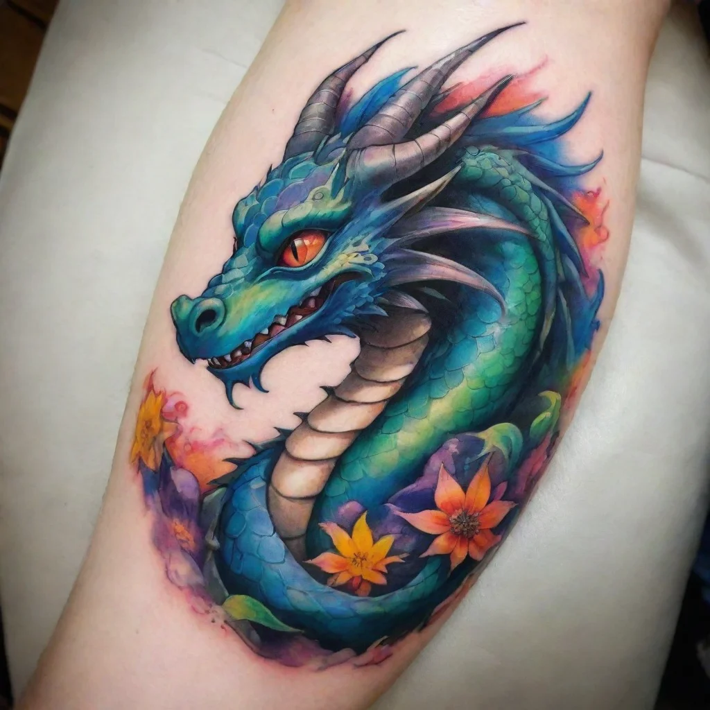 ai amazing dragon colorful anime ghibli tattoo