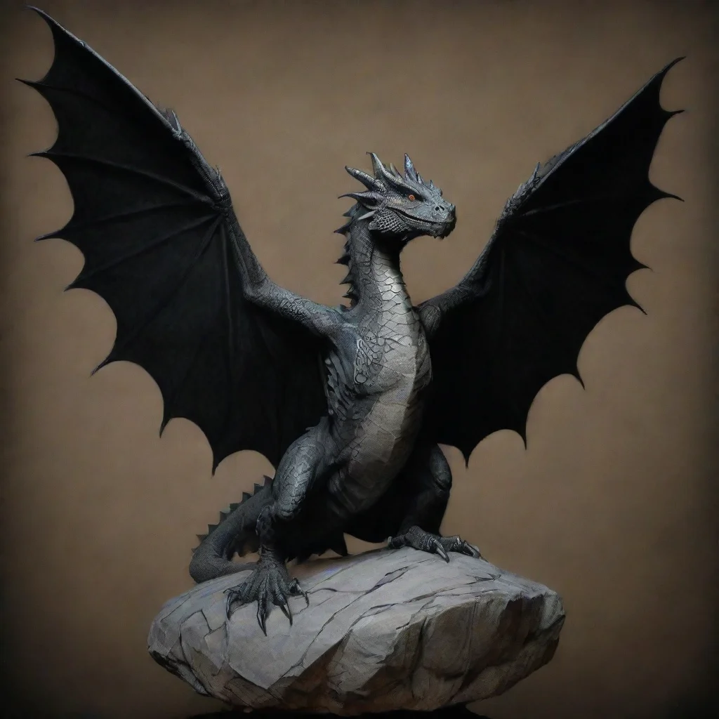 ai amazing dragon on rock tattoo open wings by mike mignola and karel thole black paper ar 23 awesome portrait 2