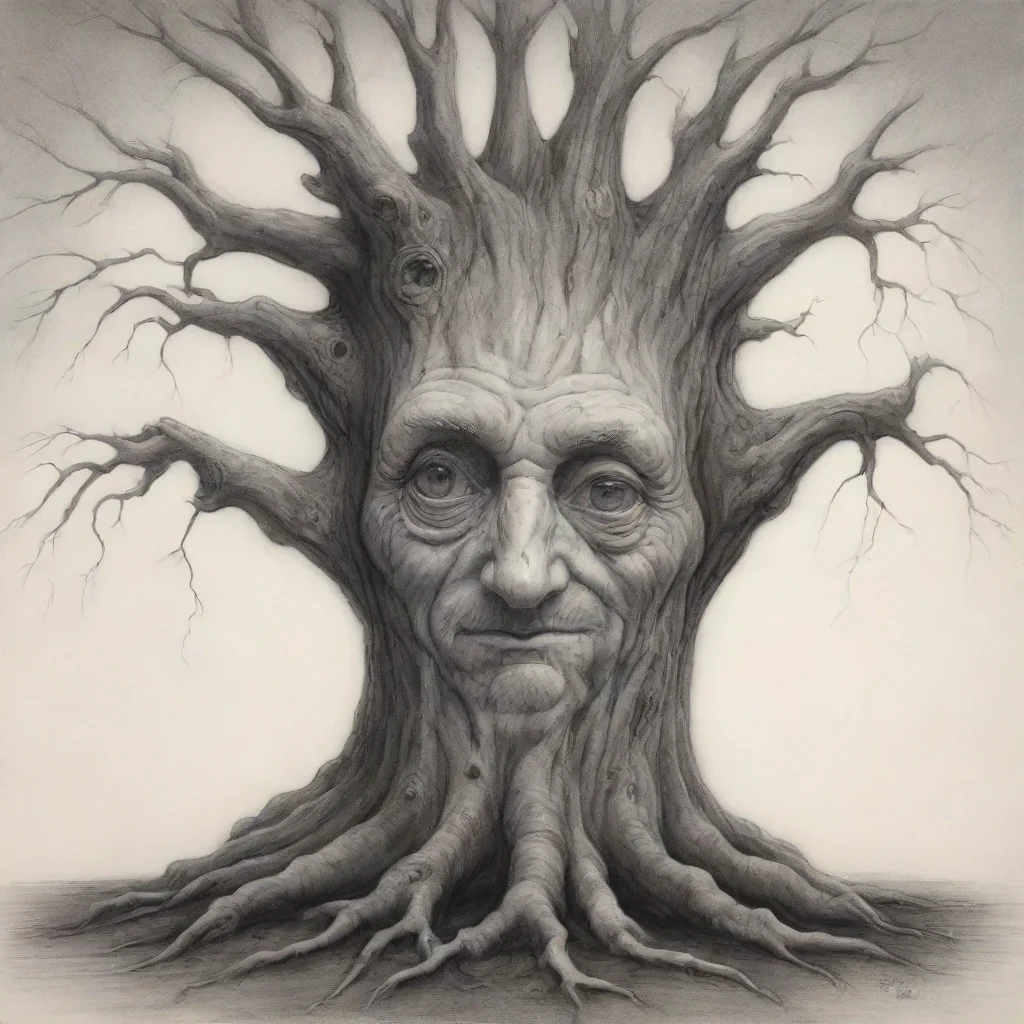 ai amazing drawing of whimsical old tree with a subtle face awesome portrait 2