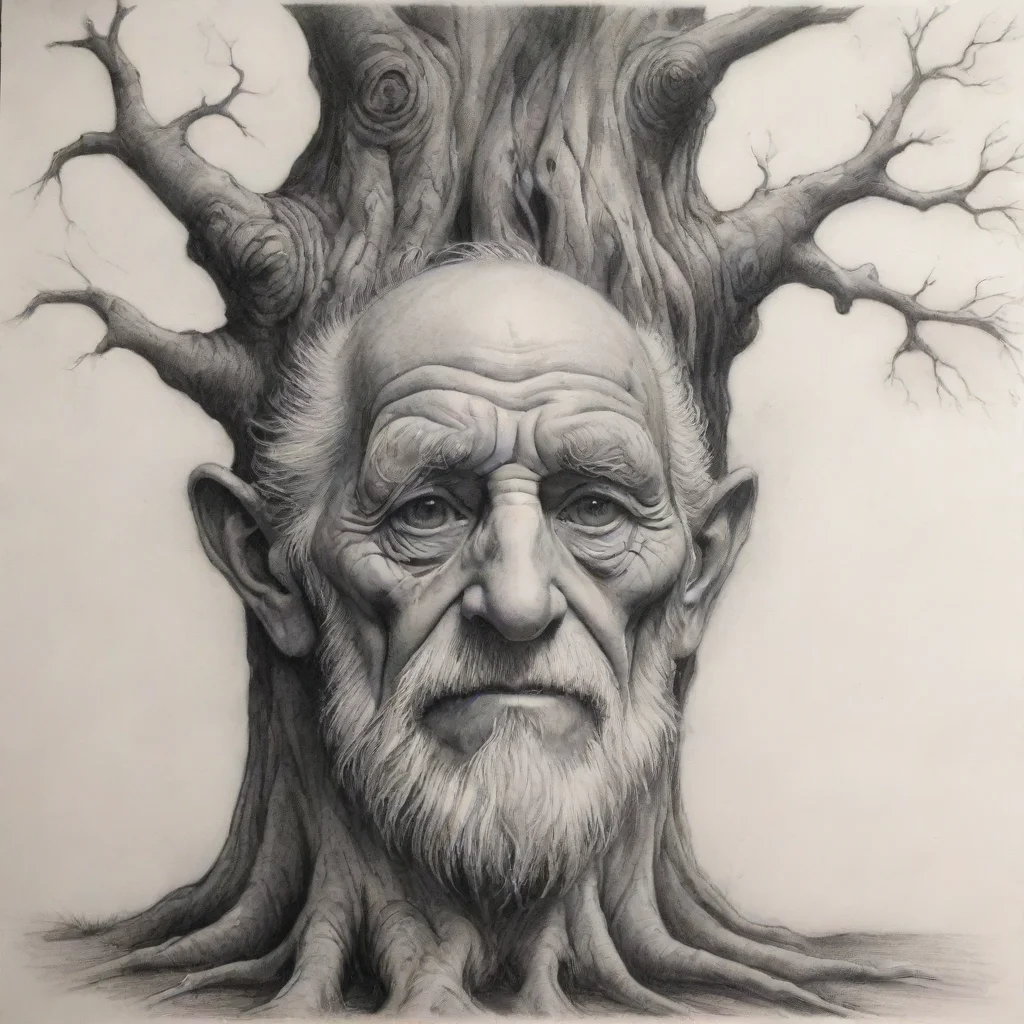  amazing drawing of whimsical old tree with old man s face awesome portrait 2