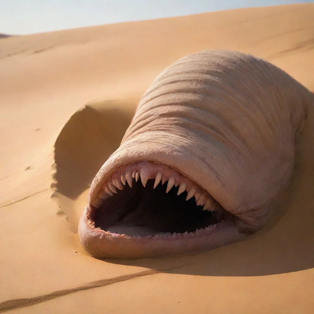 ai amazing dune sandworm from the new dune movie in dessert coming out of sand awesome portrait 2