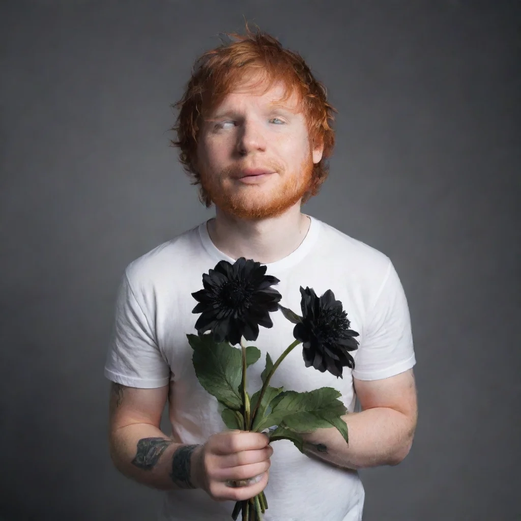 ai amazing ed sheeran holding black flowers awesome portrait 2