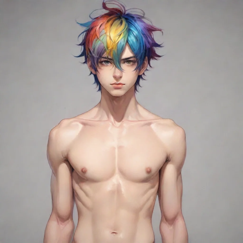 ai amazing el cuerpo completo de un hombre desnudo con cabello de color acua estilo anime awesome portrait 2