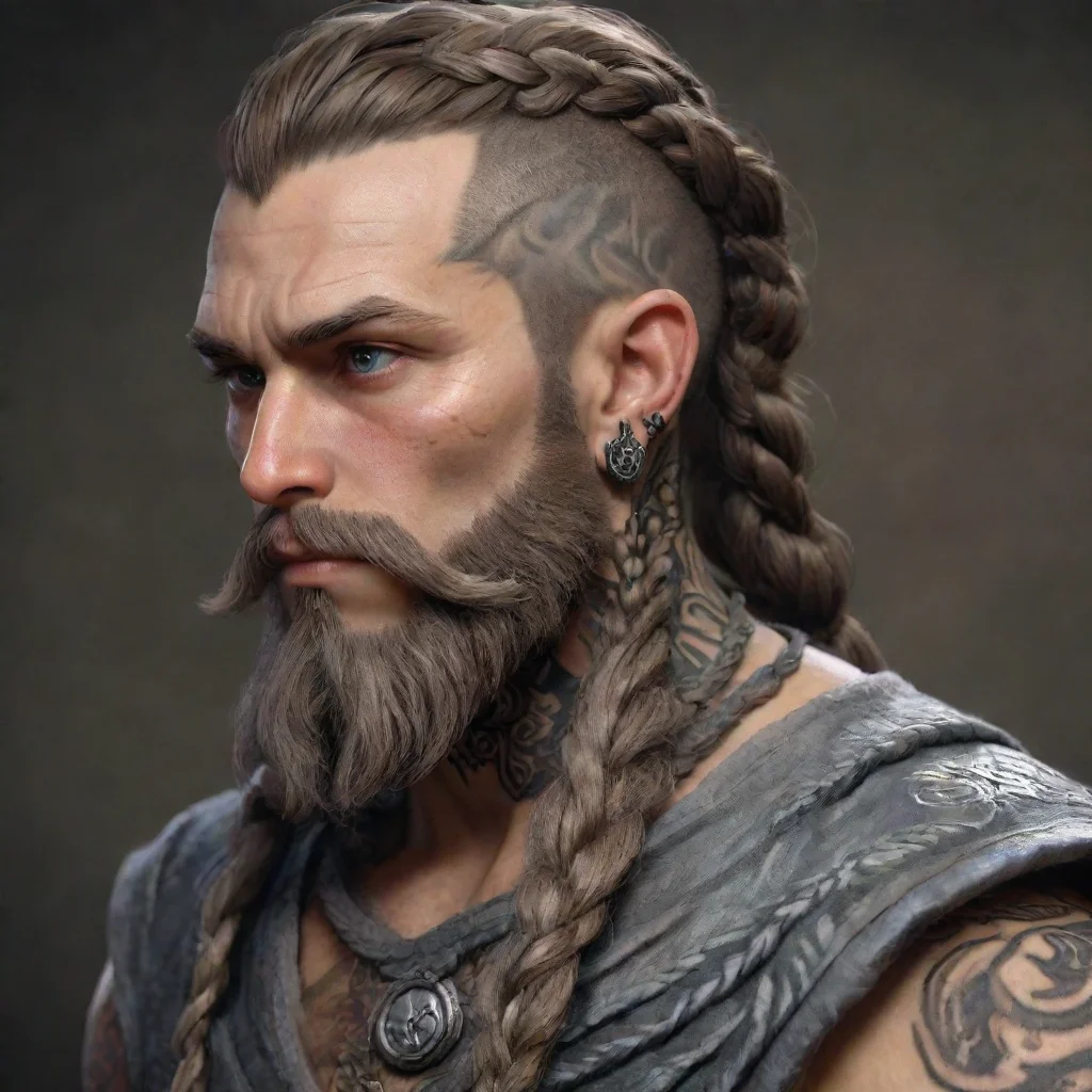 ai amazing elder scrolls nord braided beard braided hair beard beads dragon tattoo awesome portrait 2