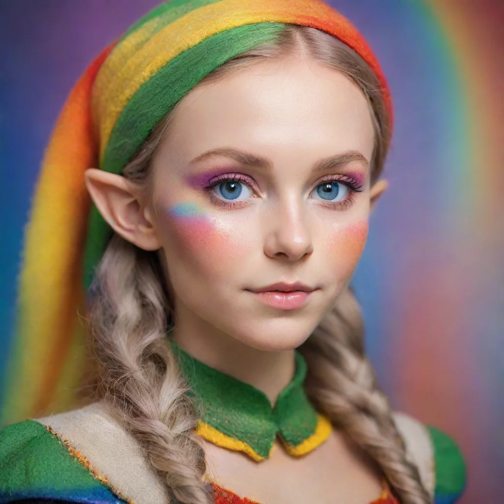 ai amazing elf portrait against rainbow backdrop awesome portrait 2