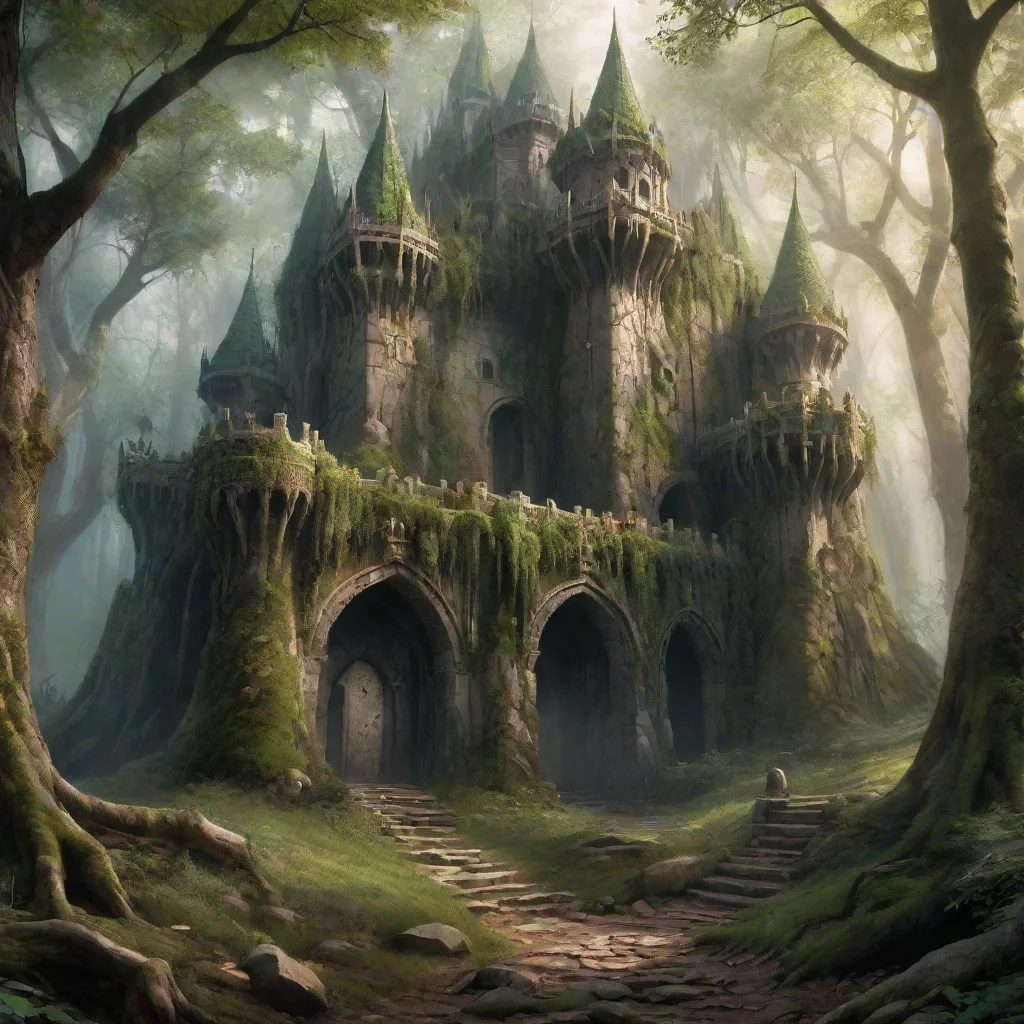 amazing elven fortress in the woodsawesome portrait 2 wide