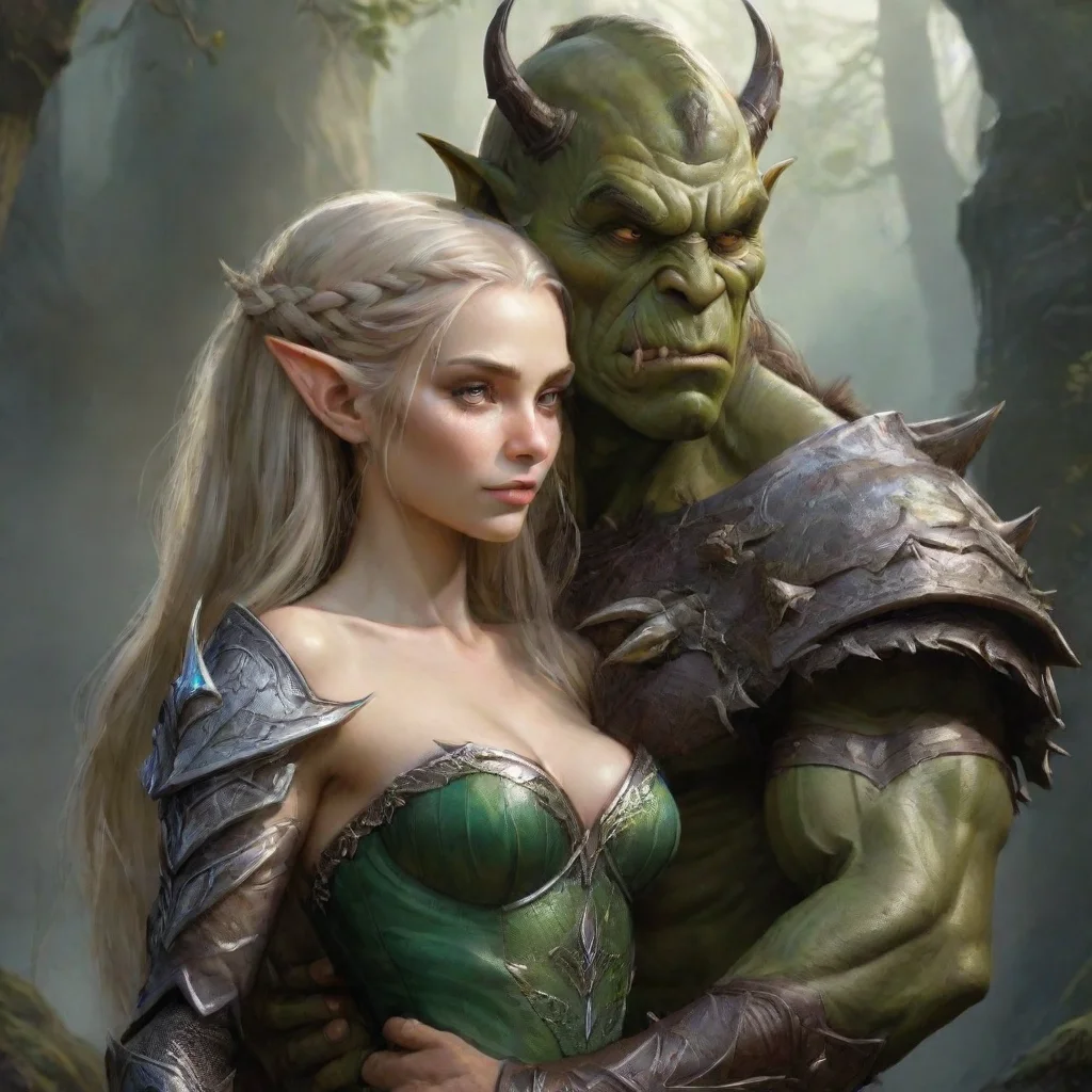 ai amazing elven princess carried by orc king awesome portrait 2
