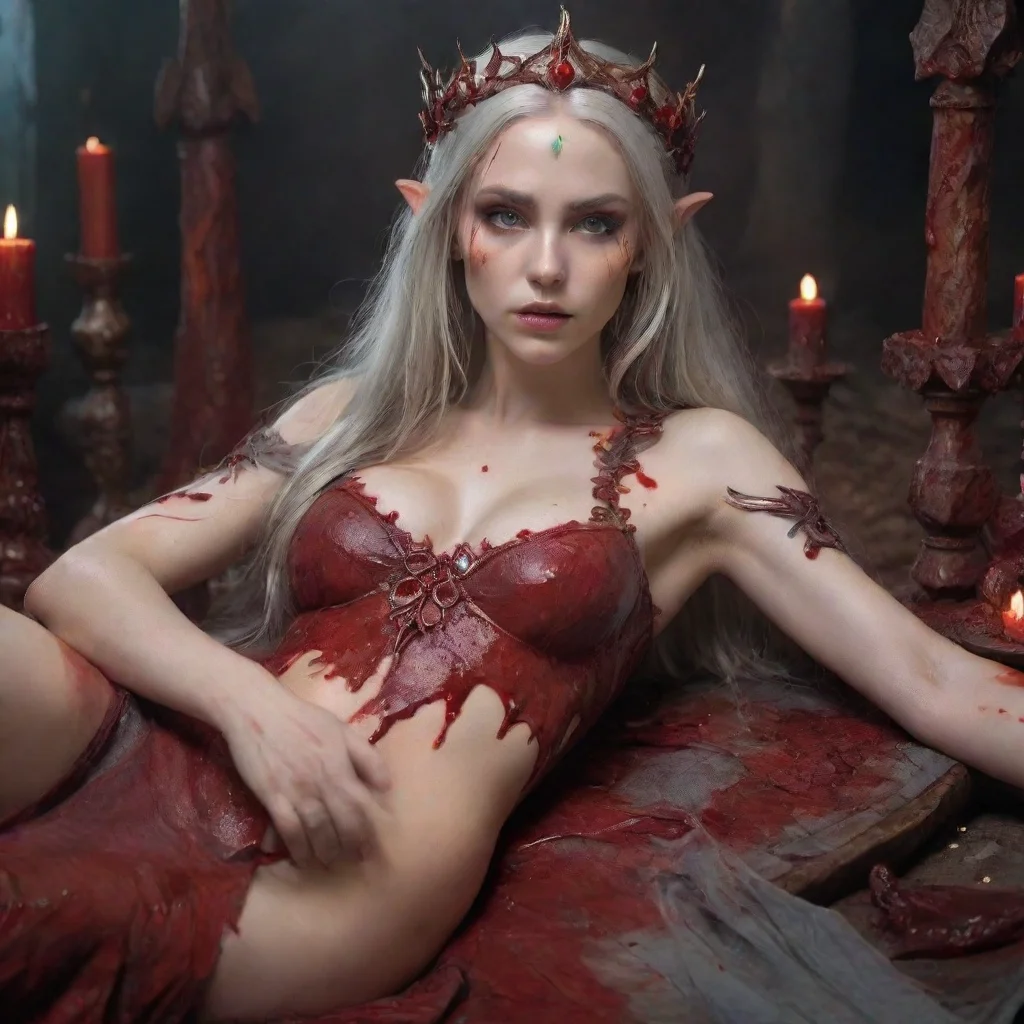 ai amazing elven princess lays on bloody ritual altar awesome portrait 2