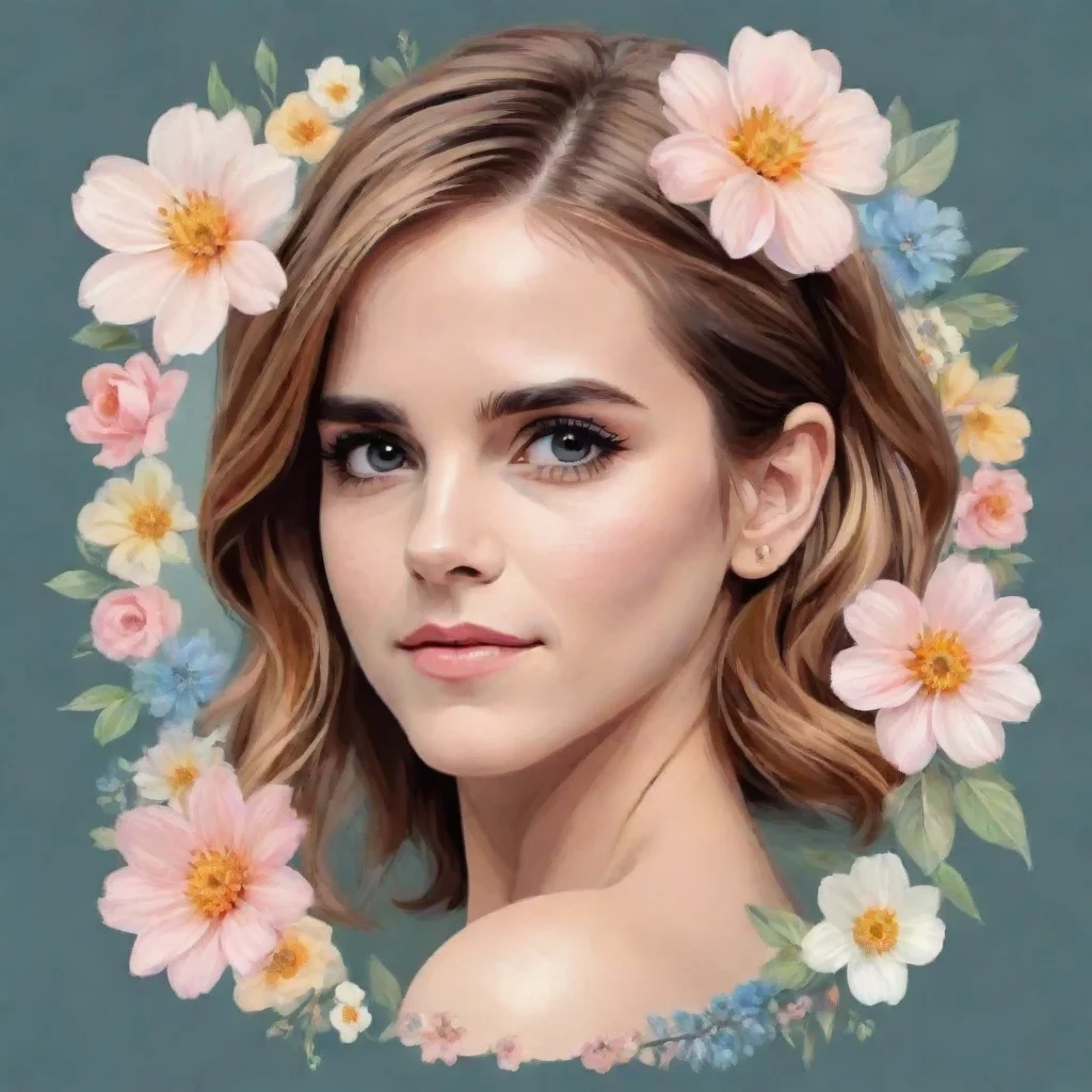  amazing emma watson cartoonize pastel graphic with flower framemake the flower frame around pictureawesome portrait 2